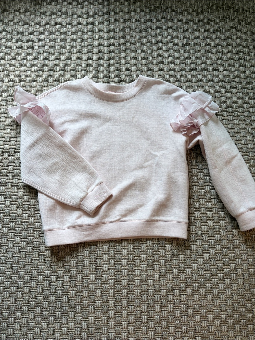 Rebecca Taylor Pale Pink Ruffle Shoulder Sweatshirt
